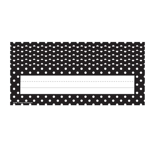 Teacher Created Resources® 3.5" x 11.5" Black Polka Dots Flat Name Plates, 216ct. in Black/White | Michaels®